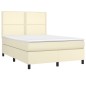 vidaXL Boxspringbett mit Matratze Creme 140x200 cm Kunstleder vidaXL Boxspringbett mit Matratze Creme 140x200 cm Kunstleder