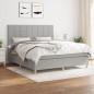 vidaXL Boxspringbett mit Matratze Hellgrau 160x200 cm Stoff vidaXL Boxspringbett mit Matratze Hellgrau 160x200 cm Stoff