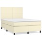 vidaXL Boxspringbett mit Matratze Creme 140x200 cm Kunstleder vidaXL Boxspringbett mit Matratze Creme 140x200 cm Kunstleder