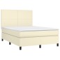 vidaXL Boxspringbett mit Matratze Creme 140x200 cm Kunstleder vidaXL Boxspringbett mit Matratze Creme 140x200 cm Kunstleder