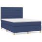 vidaXL Boxspringbett mit Matratze Blau 140x190 cm Stoff vidaXL Boxspringbett mit Matratze Blau 140x190 cm Stoff
