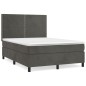 vidaXL Boxspringbett mit Matratze Dunkelgrau 140x190 cm Samt vidaXL Boxspringbett mit Matratze Dunkelgrau 140x190 cm Samt