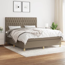 vidaXL Boxspringbett mit Matratze Taupe 180x200 cm Stoff