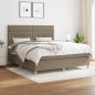 vidaXL Boxspringbett mit Matratze Taupe 180x200 cm Stoff vidaXL Boxspringbett mit Matratze Taupe 180x200 cm Stoff