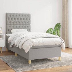 vidaXL Boxspringbett mit Matratze Hellgrau 90x200 cm Stoff