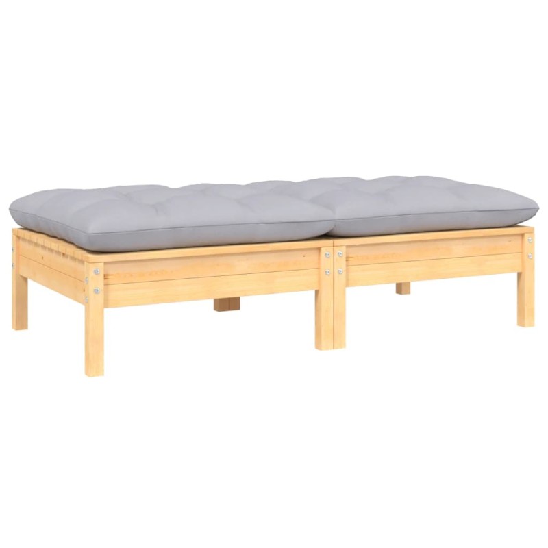 vidaXL Gartensofa 2-Sitzer mit Kissen in Grau Massivholz Kiefer vidaXL Gartensofa 2-Sitzer mit Kissen in Grau Massivholz Kiefer