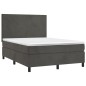 vidaXL Boxspringbett mit Matratze Dunkelgrau 140x200 cm Samt vidaXL Boxspringbett mit Matratze Dunkelgrau 140x200 cm Samt