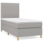 vidaXL Boxspringbett mit Matratze Hellgrau 90x190 cm Stoff vidaXL Boxspringbett mit Matratze Hellgrau 90x190 cm Stoff