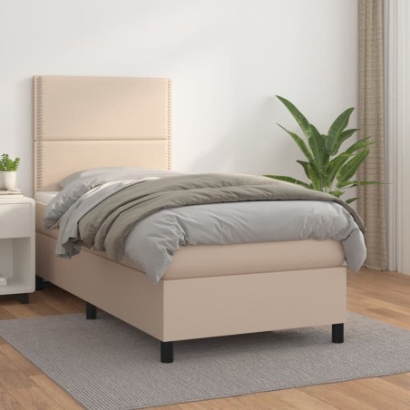 vidaXL Boxspringbett Matratze Cappuccino-Braun 100x200cm Kunstleder