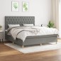 vidaXL Boxspringbett mit Matratze Dunkelgrau 160x200 cm Stoff vidaXL Boxspringbett mit Matratze Dunkelgrau 160x200 cm Stoff