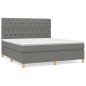 vidaXL Boxspringbett mit Matratze Dunkelgrau 160x200 cm Stoff vidaXL Boxspringbett mit Matratze Dunkelgrau 160x200 cm Stoff