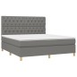 vidaXL Boxspringbett mit Matratze Dunkelgrau 160x200 cm Stoff vidaXL Boxspringbett mit Matratze Dunkelgrau 160x200 cm Stoff