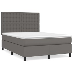 vidaXL Boxspringbett mit Matratze Grau 140x190 cm Kunstleder