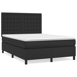 vidaXL Boxspringbett mit Matratze Schwarz 140x190 cm Kunstleder