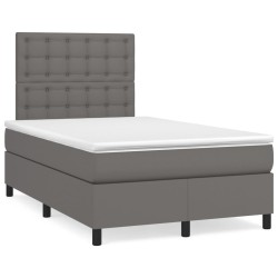 vidaXL Boxspringbett mit Matratze Grau 120x200 cm Kunstleder