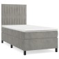 vidaXL Boxspringbett mit Matratze Hellgrau 90x190 cm Samt vidaXL Boxspringbett mit Matratze Hellgrau 90x190 cm Samt