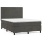 vidaXL Boxspringbett mit Matratze Dunkelgrau 140x190 cm Samt vidaXL Boxspringbett mit Matratze Dunkelgrau 140x190 cm Samt