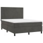 vidaXL Boxspringbett mit Matratze Dunkelgrau 140x190 cm Samt vidaXL Boxspringbett mit Matratze Dunkelgrau 140x190 cm Samt
