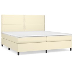 vidaXL Boxspringbett mit Matratze Creme 200x200 cm Kunstleder