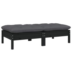 2-Sitzer-Gartensofa mit Kissen Schwarz Massivholz Kiefer