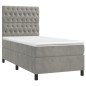 vidaXL Boxspringbett mit Matratze Hellgrau 100x200 cm Samt vidaXL Boxspringbett mit Matratze Hellgrau 100x200 cm Samt