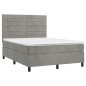 vidaXL Boxspringbett mit Matratze Hellgrau 140x200 cm Samt vidaXL Boxspringbett mit Matratze Hellgrau 140x200 cm Samt