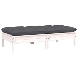 vidaXL 2-Sitzer-Gartensofa mit Kissen Weiß Massivholz Kiefer