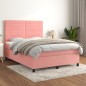 vidaXL Boxspringbett mit Matratze Rosa 140x190 cm Samt vidaXL Boxspringbett mit Matratze Rosa 140x190 cm Samt