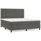 vidaXL Boxspringbett mit Matratze Dunkelgrau 160x200 cm Samt vidaXL Boxspringbett mit Matratze Dunkelgrau 160x200 cm Samt