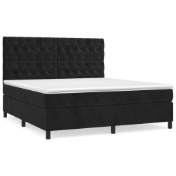 vidaXL Boxspringbett mit Matratze Schwarz 160x200 cm Samt