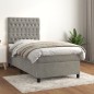 vidaXL Boxspringbett mit Matratze Hellgrau 90x190 cm Samt vidaXL Boxspringbett mit Matratze Hellgrau 90x190 cm Samt