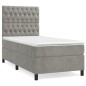 vidaXL Boxspringbett mit Matratze Hellgrau 90x190 cm Samt vidaXL Boxspringbett mit Matratze Hellgrau 90x190 cm Samt