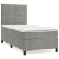 vidaXL Boxspringbett mit Matratze Hellgrau 90x200 cm Samt vidaXL Boxspringbett mit Matratze Hellgrau 90x200 cm Samt