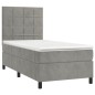 vidaXL Boxspringbett mit Matratze Hellgrau 90x200 cm Samt vidaXL Boxspringbett mit Matratze Hellgrau 90x200 cm Samt