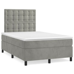 vidaXL Boxspringbett mit Matratze Hellgrau 120x200 cm Samt
