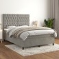 vidaXL Boxspringbett mit Matratze Hellgrau 140x200 cm Samt vidaXL Boxspringbett mit Matratze Hellgrau 140x200 cm Samt