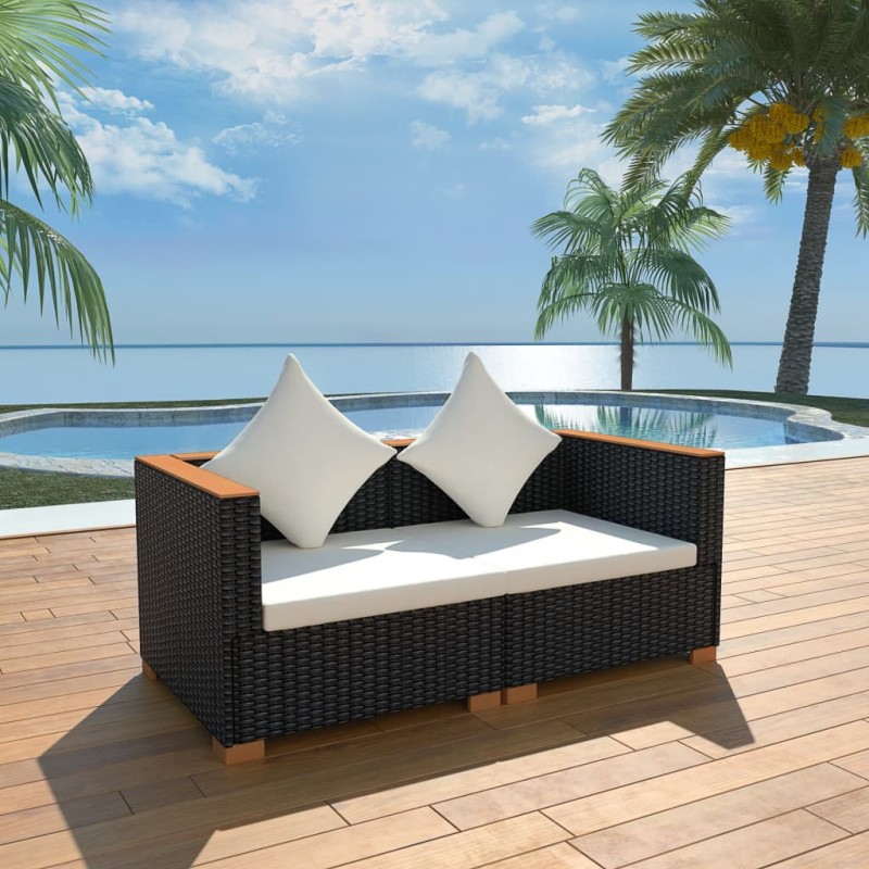 Gartensofa Poly Rattan Schwarz Gartensofa Poly Rattan Schwarz