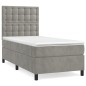 vidaXL Boxspringbett mit Matratze Hellgrau 80x200 cm Samt vidaXL Boxspringbett mit Matratze Hellgrau 80x200 cm Samt