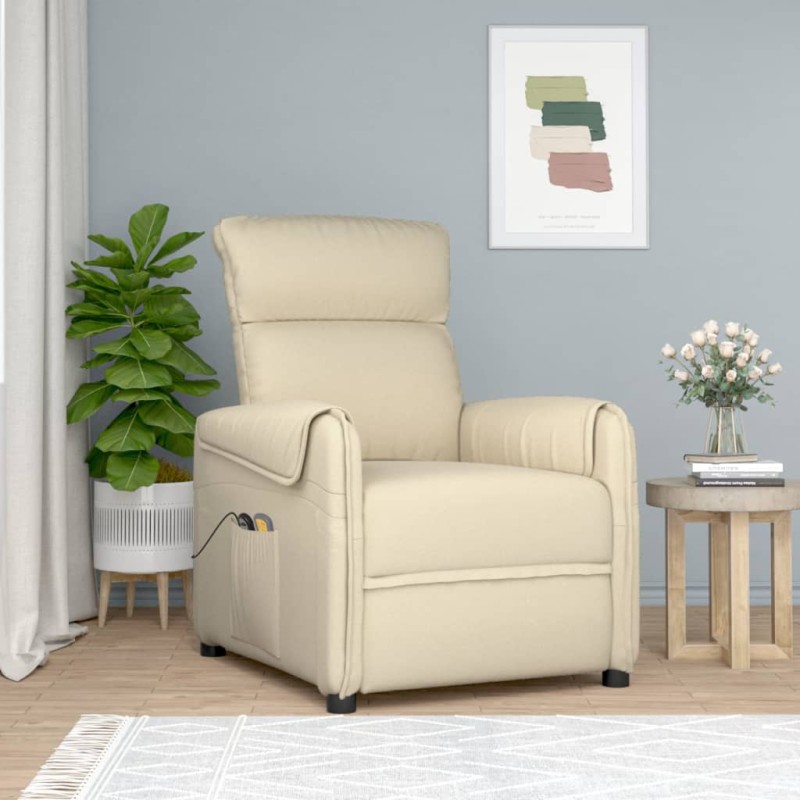vidaXL Massagesessel Elektrisch Creme Stoff vidaXL Massagesessel Elektrisch Creme Stoff