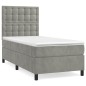vidaXL Boxspringbett mit Matratze Hellgrau 90x190 cm Samt vidaXL Boxspringbett mit Matratze Hellgrau 90x190 cm Samt