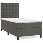 vidaXL Boxspringbett mit Matratze Dunkelgrau 90x190 cm Samt vidaXL Boxspringbett mit Matratze Dunkelgrau 90x190 cm Samt