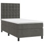 vidaXL Boxspringbett mit Matratze Dunkelgrau 90x190 cm Samt vidaXL Boxspringbett mit Matratze Dunkelgrau 90x190 cm Samt
