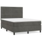 vidaXL Boxspringbett mit Matratze Dunkelgrau 140x200 cm Samt vidaXL Boxspringbett mit Matratze Dunkelgrau 140x200 cm Samt