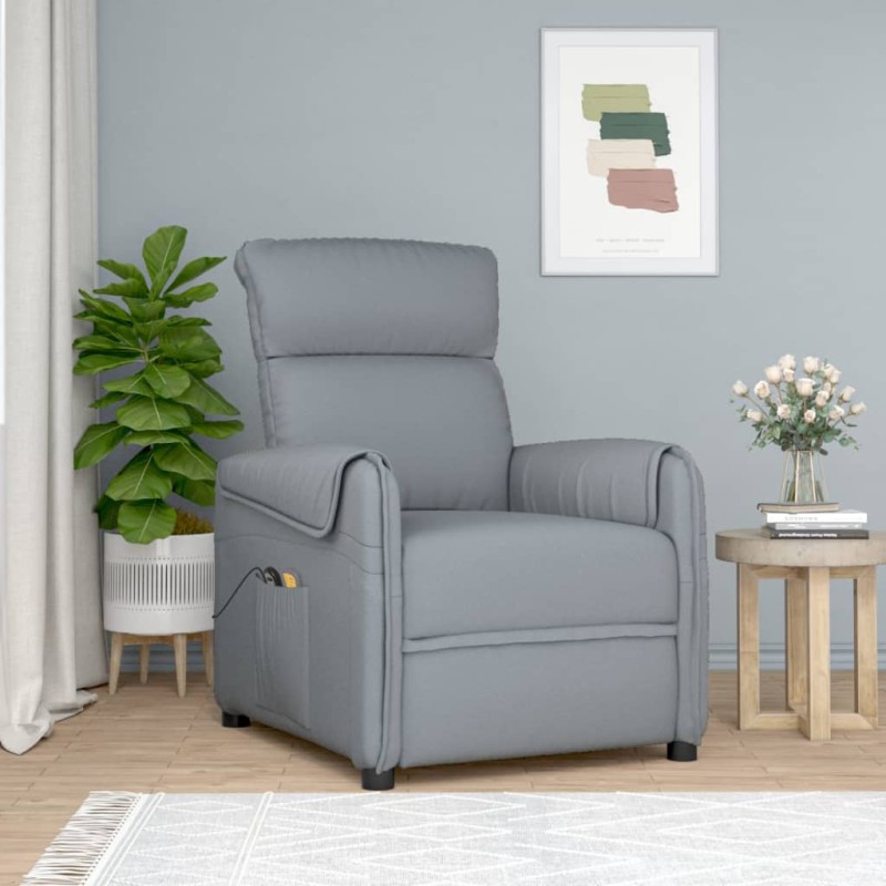 vidaXL Massagesessel Elektrisch Hellgrau Stoff vidaXL Massagesessel Elektrisch Hellgrau Stoff