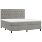 vidaXL Boxspringbett mit Matratze Hellgrau 160x200 cm Samt vidaXL Boxspringbett mit Matratze Hellgrau 160x200 cm Samt