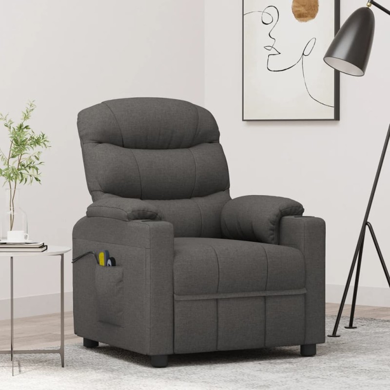 vidaXL Massagesessel Elektrisch Dunkelgrau Stoff vidaXL Massagesessel Elektrisch Dunkelgrau Stoff