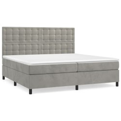 vidaXL Boxspringbett mit Matratze Hellgrau 200x200 cm Samt