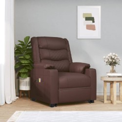 vidaXL Massagesessel mit Aufstehhilfe Braun Kunstleder