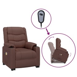 vidaXL Massagesessel mit Aufstehhilfe Braun Kunstleder
