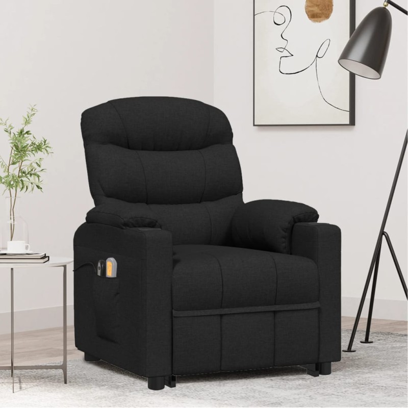 vidaXL Massagesessel mit Aufstehhilfe Schwarz Stoff vidaXL Massagesessel mit Aufstehhilfe Schwarz Stoff